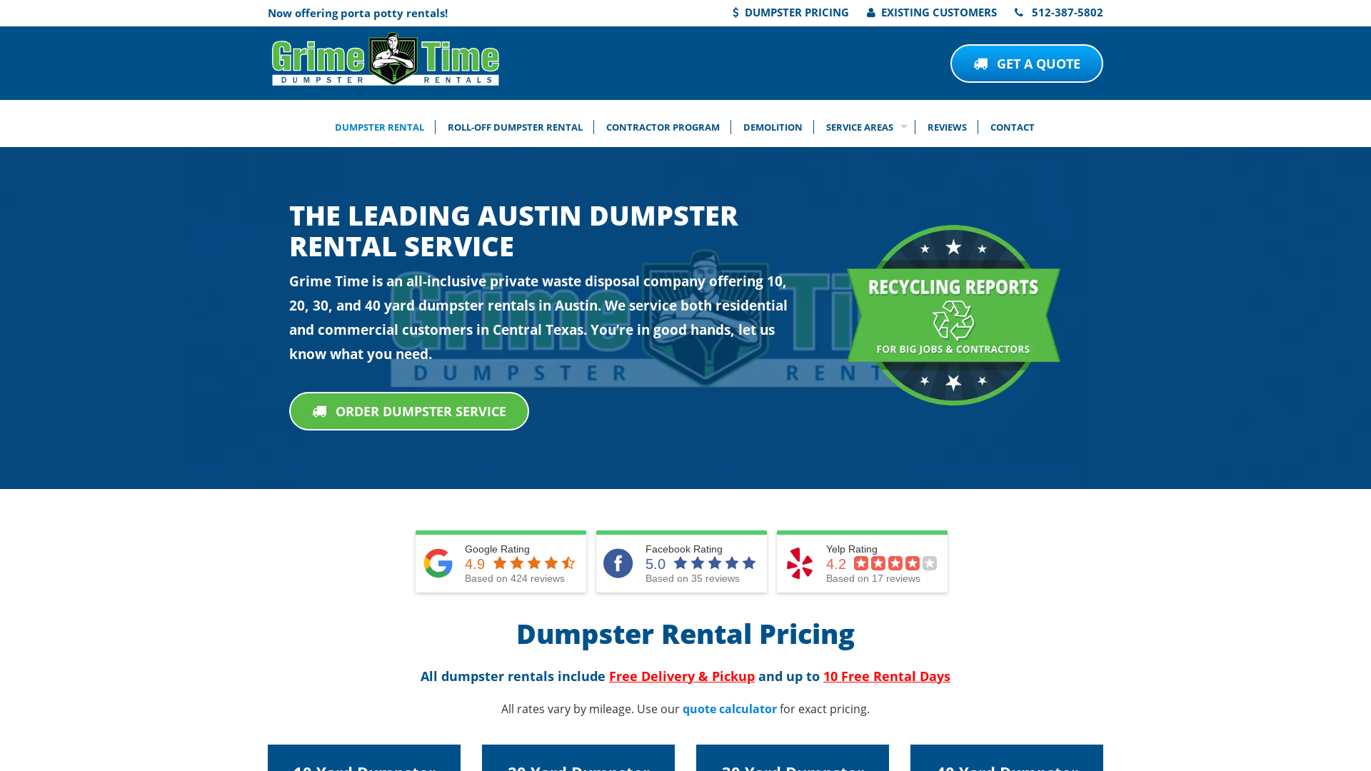 Grime Time Dumpster Rentals